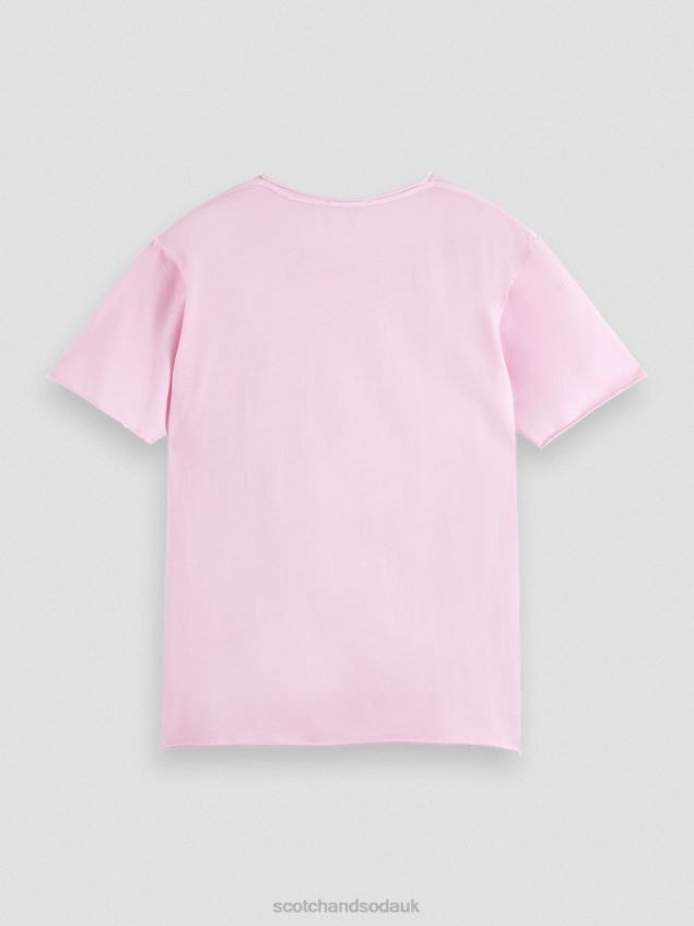 Scotch & Soda Men Relaxed Fit Raw Edge T-Shirt LP48HB387 Clothing Stone Pink