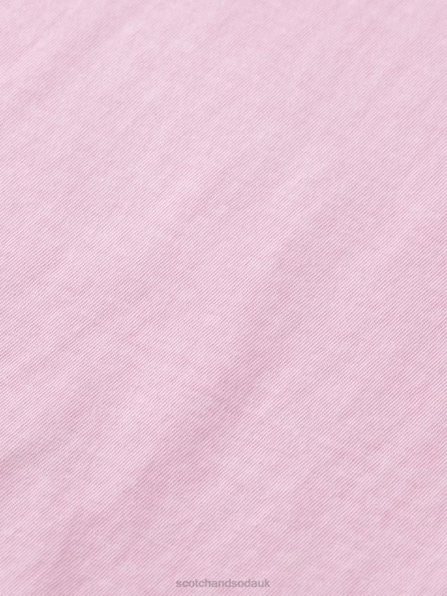 Scotch & Soda Men Relaxed Fit Raw Edge T-Shirt LP48HB387 Clothing Stone Pink
