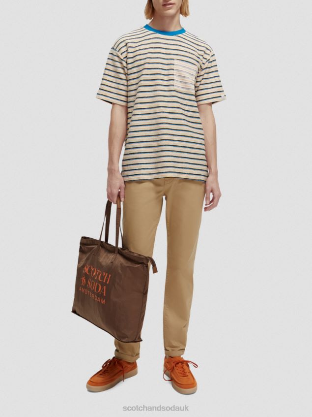 Scotch & Soda Men Striped Organic Cotton Pocketed T-Shirt LP48HB395 Clothing Combo B