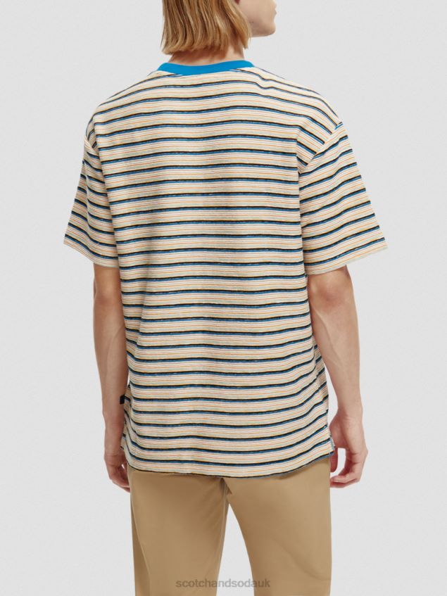 Scotch & Soda Men Striped Organic Cotton Pocketed T-Shirt LP48HB395 Clothing Combo B