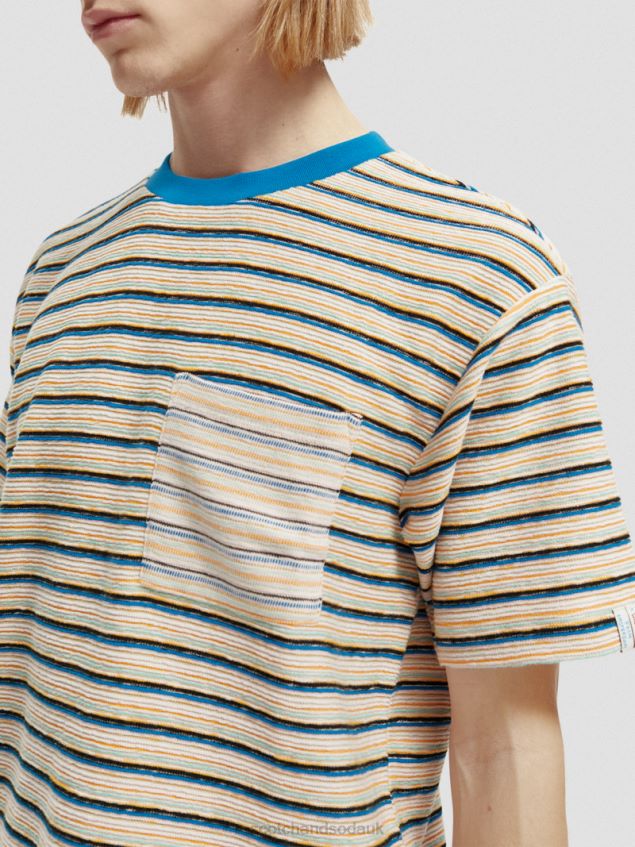 Scotch & Soda Men Striped Organic Cotton Pocketed T-Shirt LP48HB395 Clothing Combo B