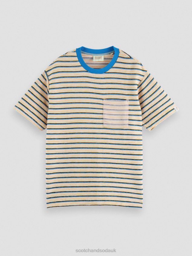 Scotch & Soda Men Striped Organic Cotton Pocketed T-Shirt LP48HB395 Clothing Combo B