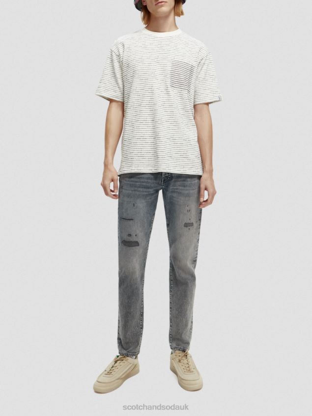 Scotch & Soda Men Striped Organic Cotton Pocketed T-Shirt LP48HB396 Clothing Combo A