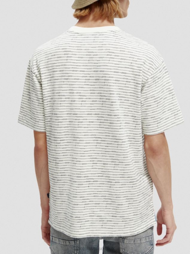 Scotch & Soda Men Striped Organic Cotton Pocketed T-Shirt LP48HB396 Clothing Combo A