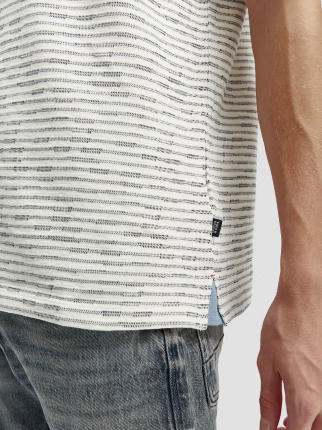 Scotch & Soda Men Striped Organic Cotton Pocketed T-Shirt LP48HB396 Clothing Combo A