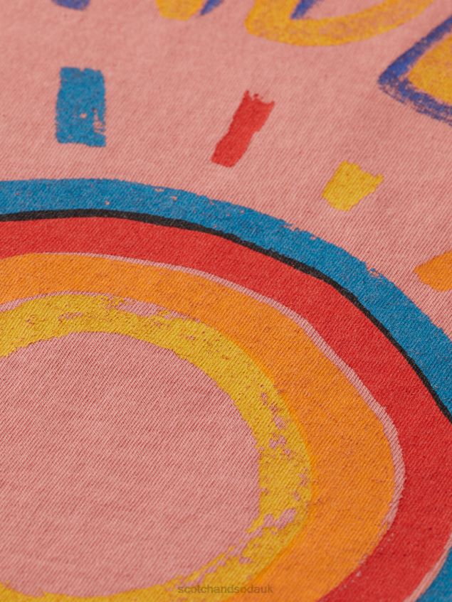 Scotch & Soda Men Washed Artwork T-Shirt LP48HB448 Clothing Flamingo