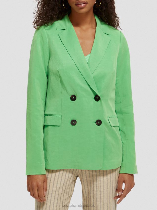 Scotch & Soda Women Double-Breasted Blazer LP48HB176 Clothing Bright Parakeet