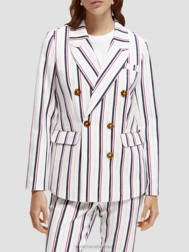 Scotch & Soda Women Double-Breasted Striped Blazer LP48HB173 Clothing Club Stripe
