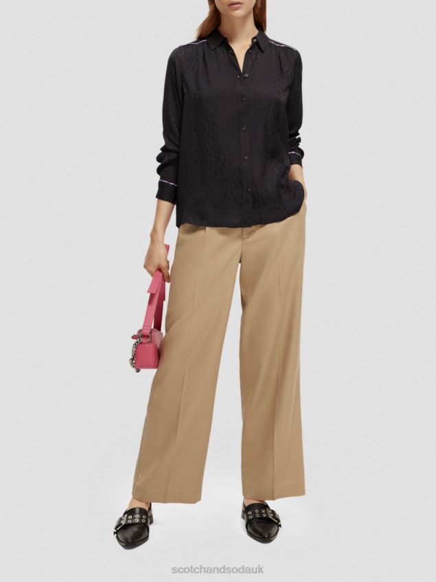 Scotch & Soda Women Slim Fit Piped Shirt LP48HB53 Clothing Black