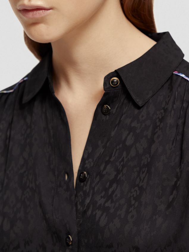 Scotch & Soda Women Slim Fit Piped Shirt LP48HB53 Clothing Black