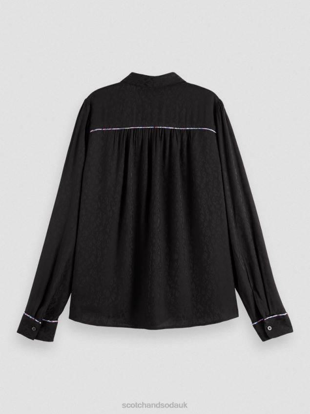 Scotch & Soda Women Slim Fit Piped Shirt LP48HB53 Clothing Black