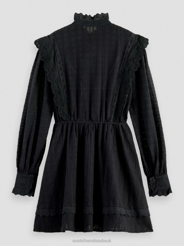 Scotch & Soda Women Broderie Anglaise Mini Organic Cotton Dress LP48HB11 Clothing Black