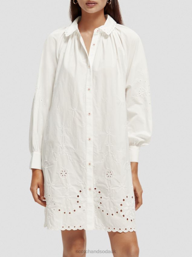 Scotch & Soda Women Broderie Anglaise Shirt Dress LP48HB6 Clothing White