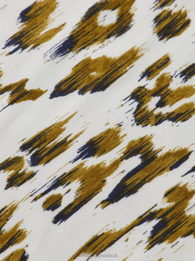 Scotch & Soda Women Long-Sleeved Printed V-Neck Mini Dress LP48HB27 Clothing Brushed Ikat Army Green