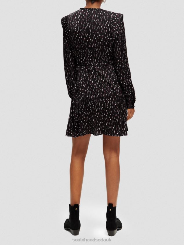 Scotch & Soda Women Long-Sleeved Structured Printed Mini Dress LP48HB25 Clothing Ikat Rain