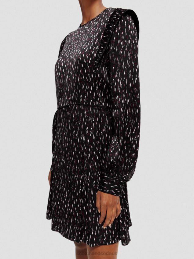 Scotch & Soda Women Long-Sleeved Structured Printed Mini Dress LP48HB25 Clothing Ikat Rain