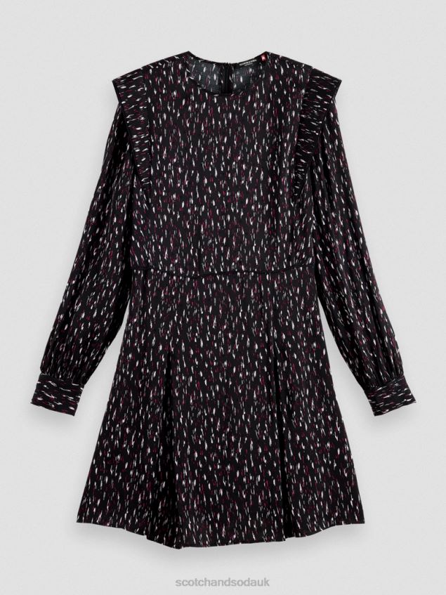 Scotch & Soda Women Long-Sleeved Structured Printed Mini Dress LP48HB25 Clothing Ikat Rain