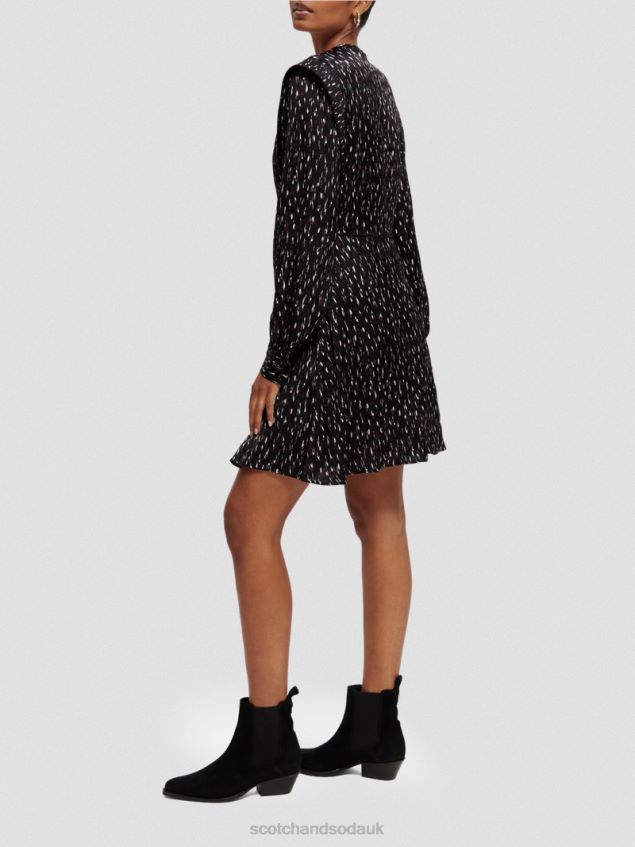 Scotch & Soda Women Long-Sleeved Structured Printed Mini Dress LP48HB25 Clothing Ikat Rain