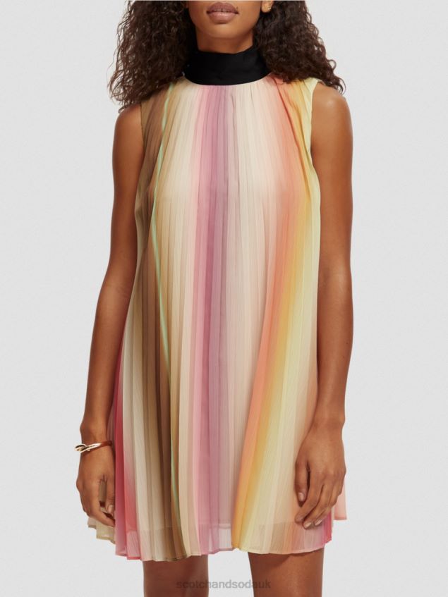 Scotch & Soda Women Pleated Mini Dress LP48HB36 Clothing Rainbow Ombre