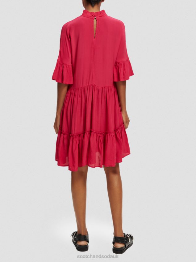 Scotch & Soda Women Ruffle-Sleeved Tiered Mini Dress LP48HB24 Clothing Cherry Pie