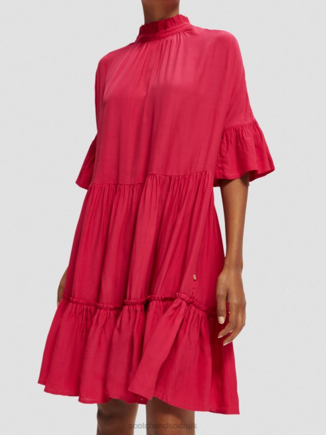 Scotch & Soda Women Ruffle-Sleeved Tiered Mini Dress LP48HB24 Clothing Cherry Pie