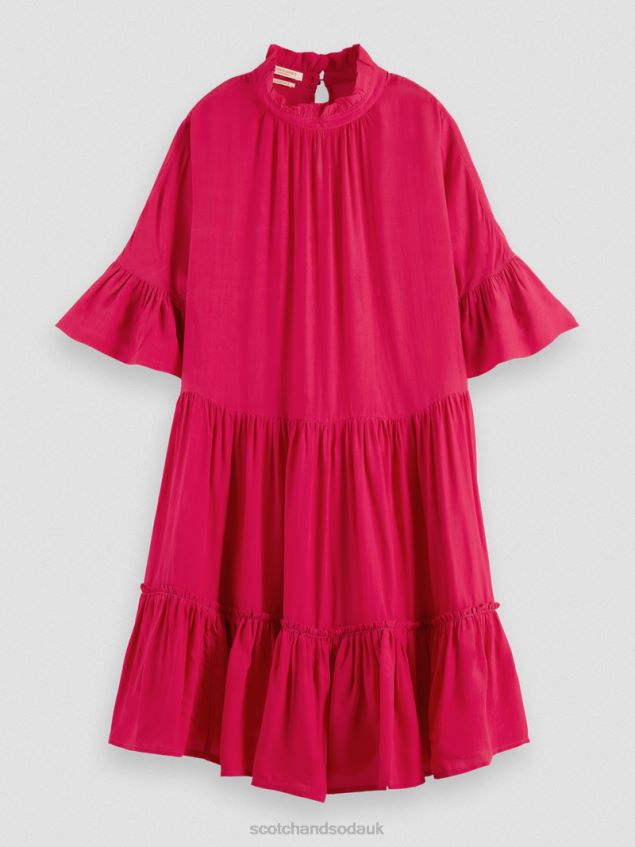 Scotch & Soda Women Ruffle-Sleeved Tiered Mini Dress LP48HB24 Clothing Cherry Pie