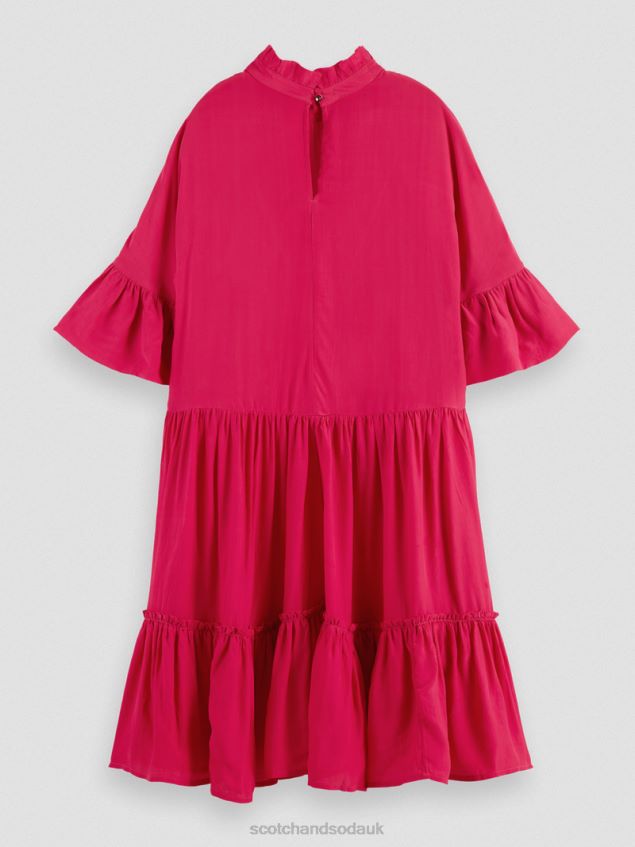 Scotch & Soda Women Ruffle-Sleeved Tiered Mini Dress LP48HB24 Clothing Cherry Pie