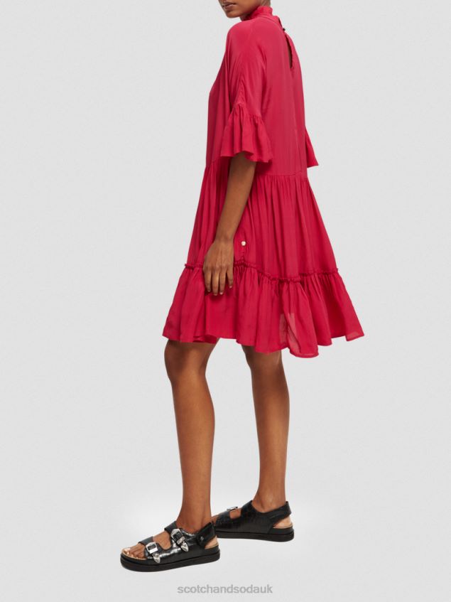 Scotch & Soda Women Ruffle-Sleeved Tiered Mini Dress LP48HB24 Clothing Cherry Pie