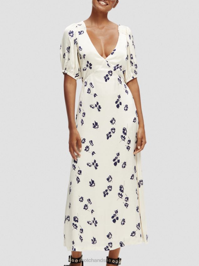Scotch & Soda Women V-Neck Open Back Maxi Dress LP48HB2 Clothing Tulips