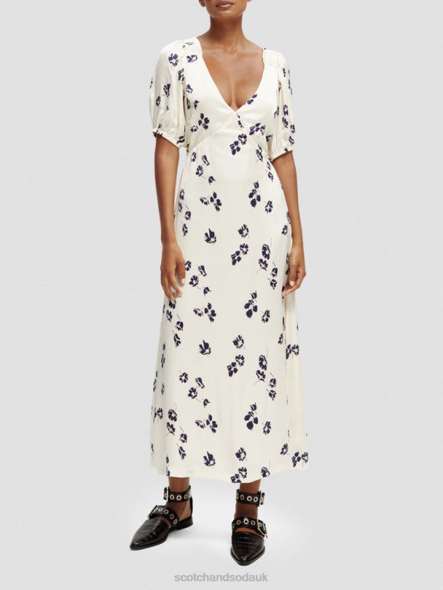 Scotch & Soda Women V-Neck Open Back Maxi Dress LP48HB2 Clothing Tulips