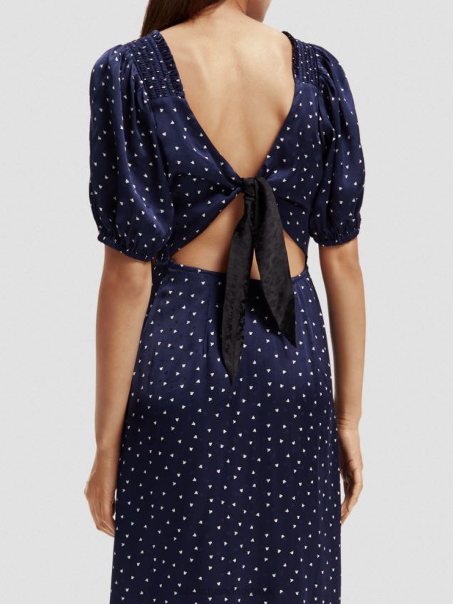 Scotch & Soda Women V-Neck Open Back Maxi Dress LP48HB3 Clothing Mini Tulip