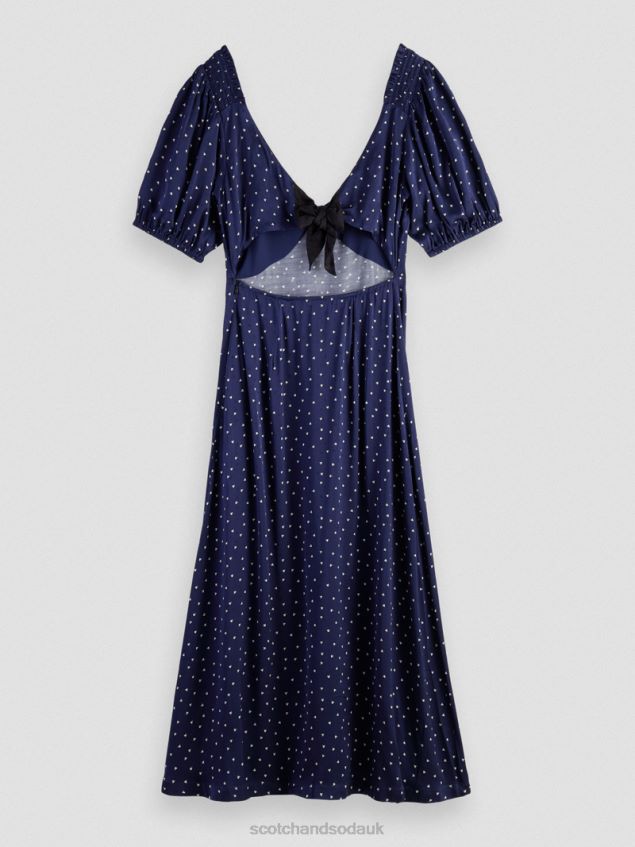 Scotch & Soda Women V-Neck Open Back Maxi Dress LP48HB3 Clothing Mini Tulip