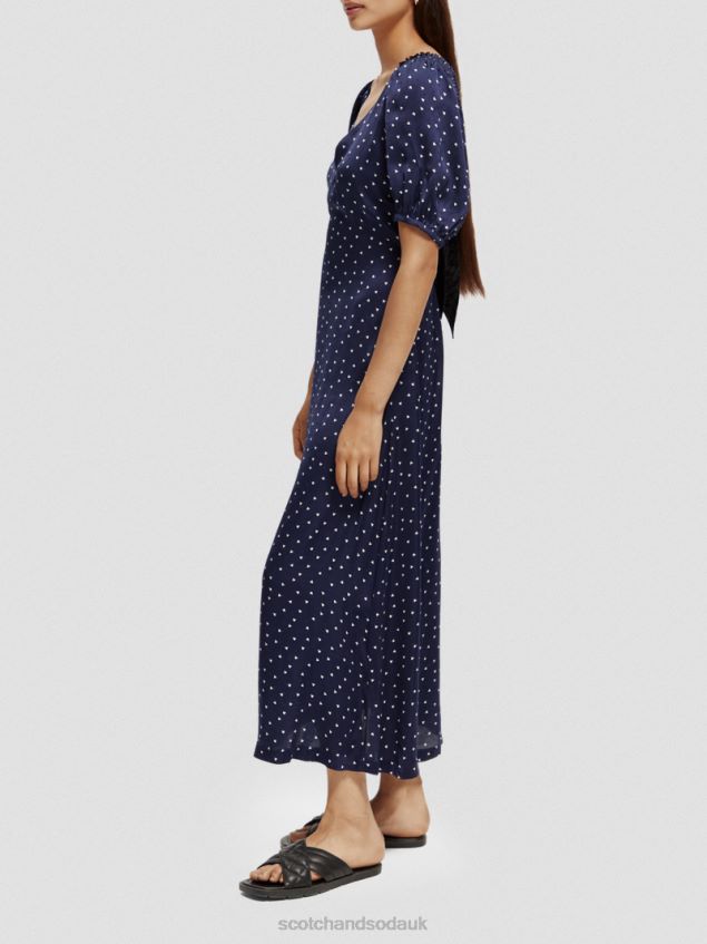 Scotch & Soda Women V-Neck Open Back Maxi Dress LP48HB3 Clothing Mini Tulip