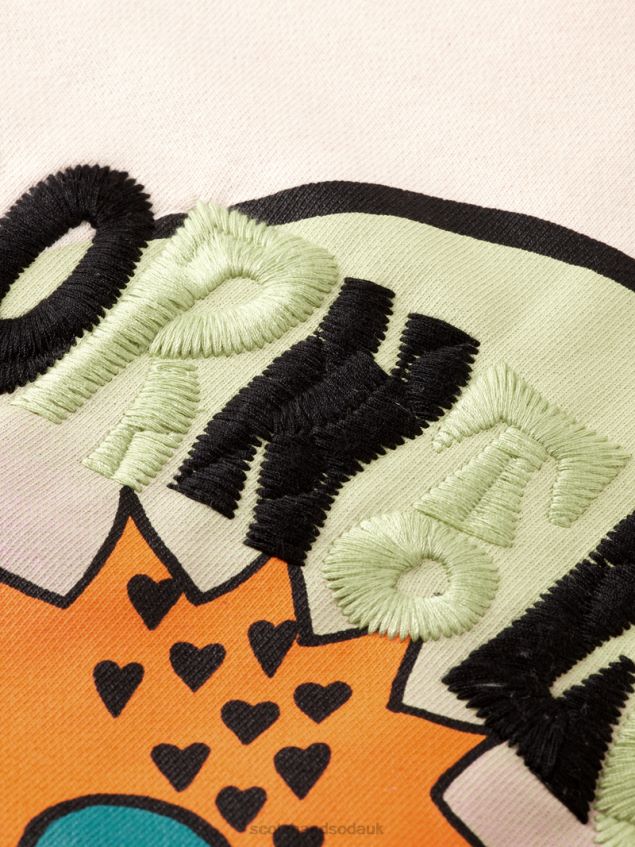 Scotch & Soda Women Born To Love Artwork Hoodie LP48HB221 Clothing Ecru