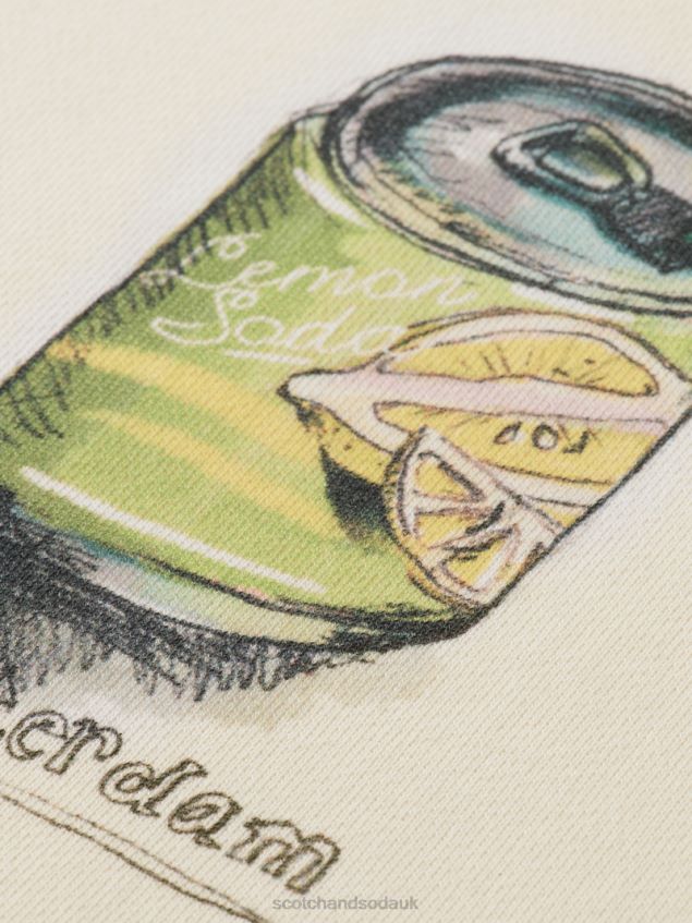 Scotch & Soda Women Loose Fit Artwork Hoodie LP48HB216 Clothing Vanilla White