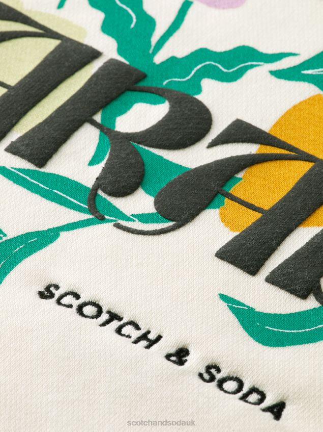 Scotch & Soda Women Loose Fit Artwork Sweatshirt LP48HB230 Clothing Vanilla White