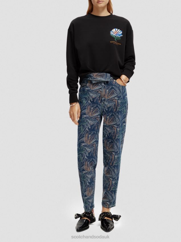 Scotch & Soda Women Loose Fit Embroidered Sweatshirt LP48HB184 Clothing Black