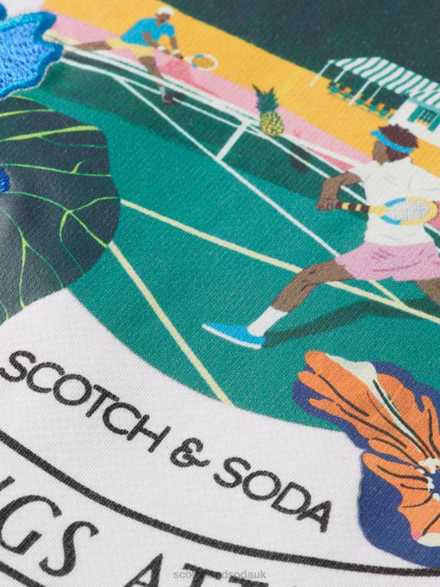 Scotch & Soda Women Loose Fit Graphic Crewneck Sweatshirt LP48HB217 Clothing White