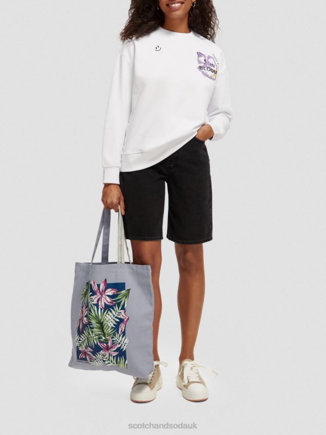 Scotch & Soda Women Loose Fit Organic Cotton Sweatshirt LP48HB186 Clothing White