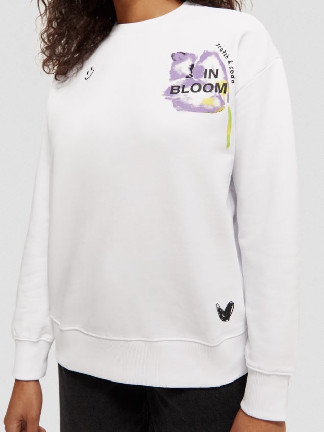 Scotch & Soda Women Loose Fit Organic Cotton Sweatshirt LP48HB186 Clothing White