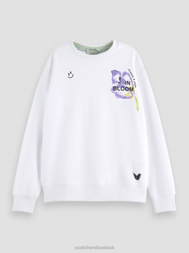 Scotch & Soda Women Loose Fit Organic Cotton Sweatshirt LP48HB186 Clothing White