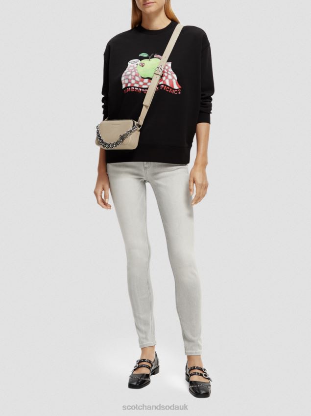 Scotch & Soda Women Loose Fit Vintage Artwork Sweatshirt LP48HB204 Clothing Black