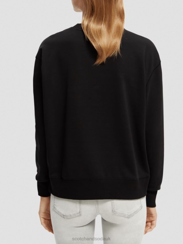 Scotch & Soda Women Loose Fit Vintage Artwork Sweatshirt LP48HB204 Clothing Black