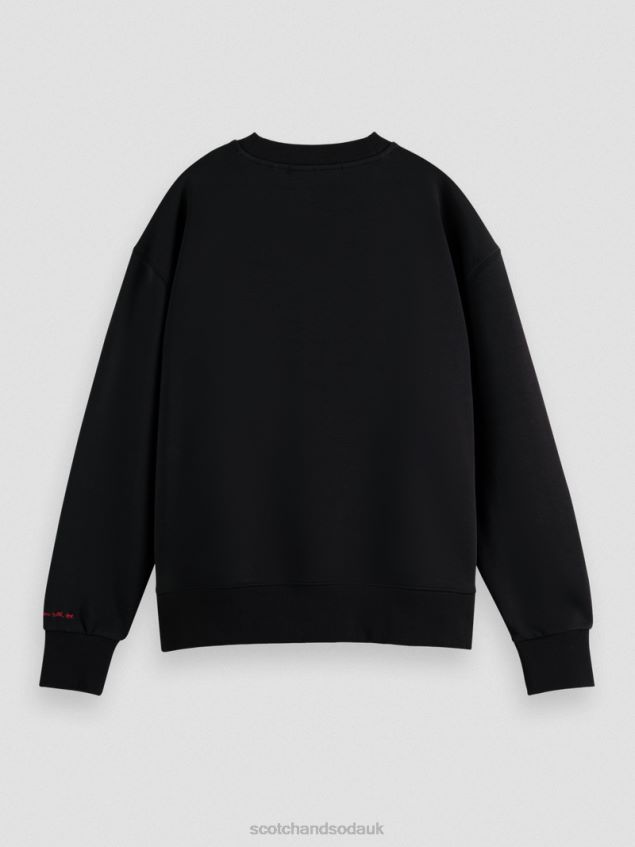 Scotch & Soda Women Loose Fit Vintage Artwork Sweatshirt LP48HB204 Clothing Black