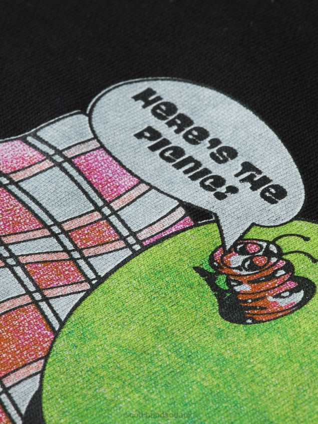 Scotch & Soda Women Loose Fit Vintage Artwork Sweatshirt LP48HB204 Clothing Black