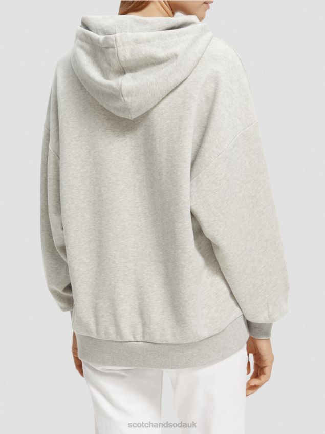 Scotch & Soda Women Oversized Floral Artwork Hoodie LP48HB220 Clothing Grey Melange