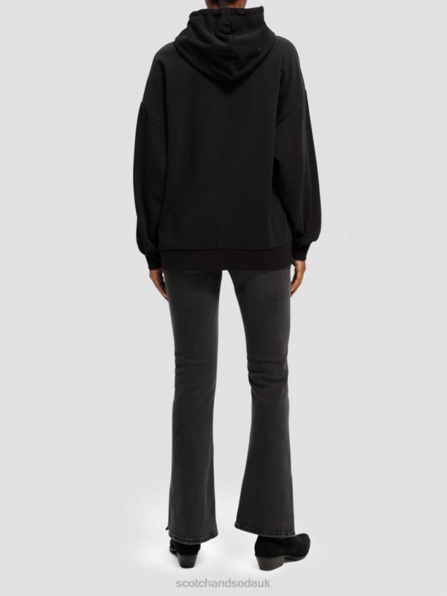 Scotch & Soda Women Oversized Tulip Painted Hoodie LP48HB213 Clothing Black