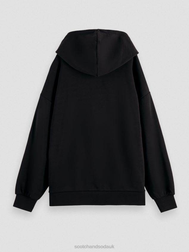 Scotch & Soda Women Oversized Tulip Painted Hoodie LP48HB213 Clothing Black
