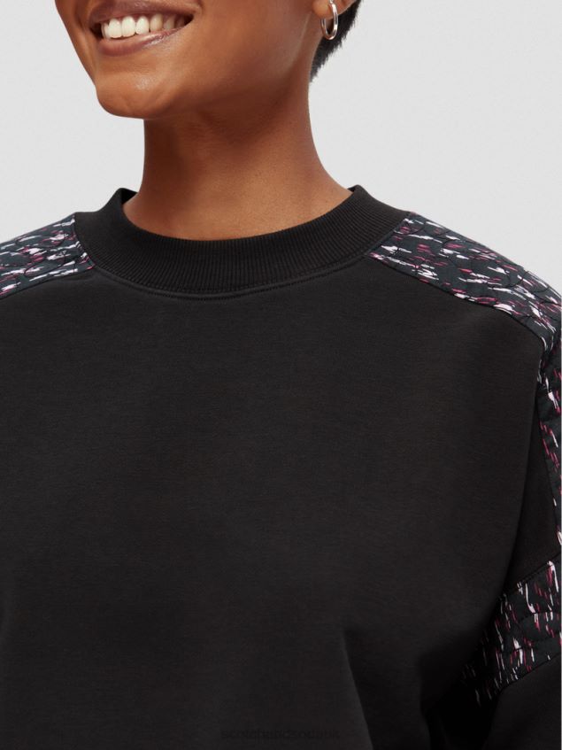 Scotch & Soda Women Relaxed Fit Quilted Panel Sweatshirt LP48HB210 Clothing Black