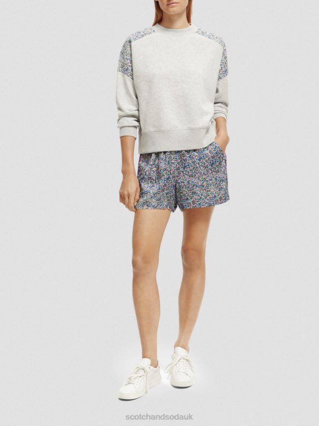 Scotch & Soda Women Relaxed Fit Quilted Panel Sweatshirt LP48HB211 Clothing Grey Melange